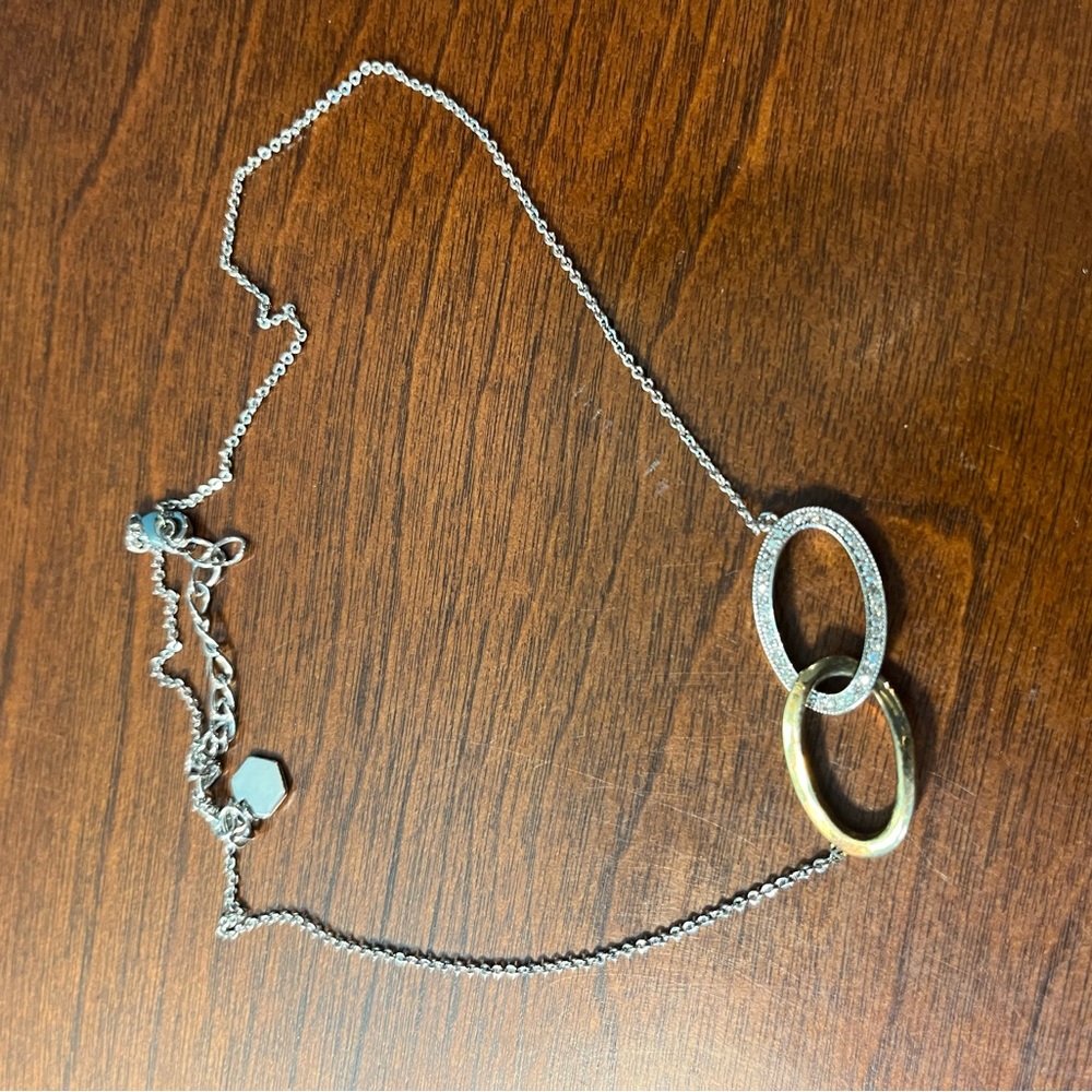 Elegant Two-Tone Interlocking Circle Necklace - image 3